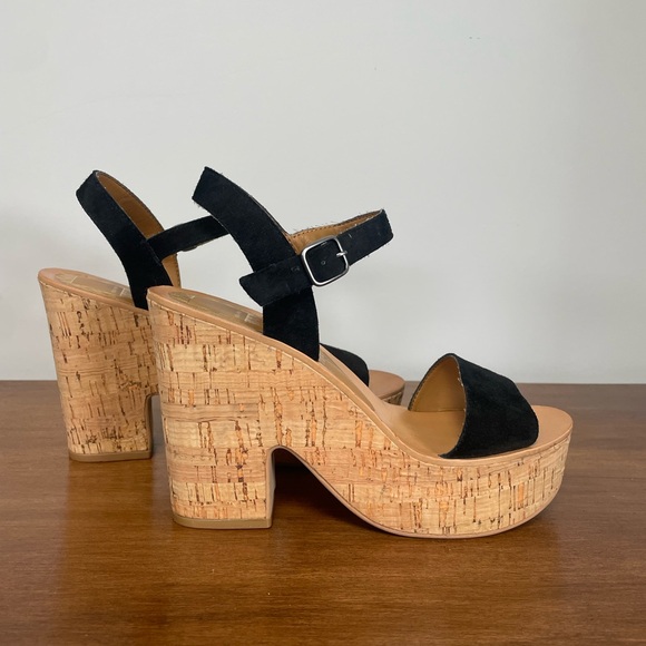 Dolce Vita Black Suede Wedge Sandals - Picture 2 of 8